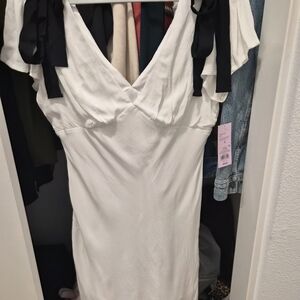 Wild Fable White Midi Dress with Black Accents